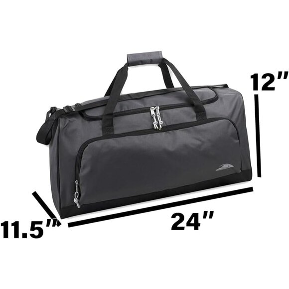 24 Inch Men & Women Grey Lightweight Canvas Duffle Gym Sports Equipment Bags - Picture 4 of 9